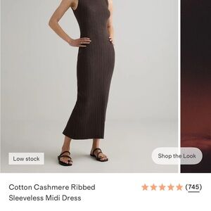 Brown Ribbed Sleeveless Midi Dress